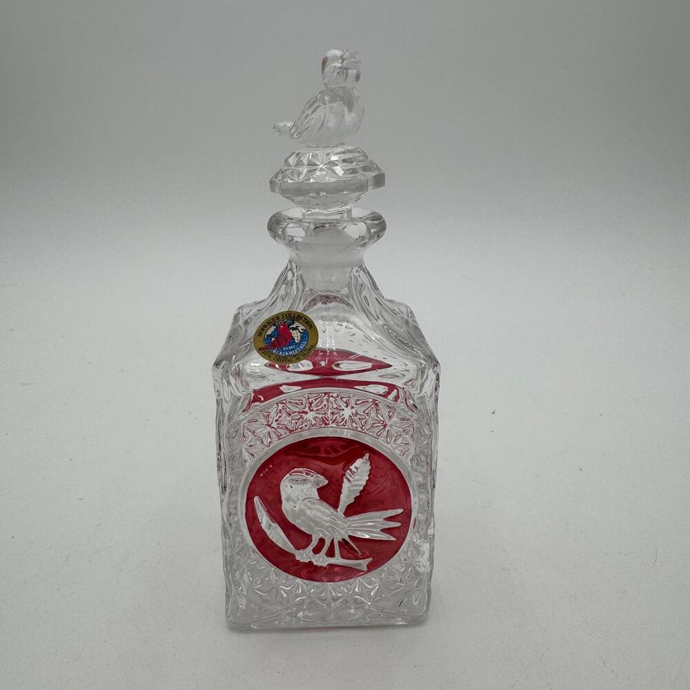 Vtg Byrdes Collection Perfume Bottle with Stopper by Hofbauer 24% Lead Crystal